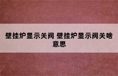 壁挂炉显示关阀 壁挂炉显示阀关啥意思